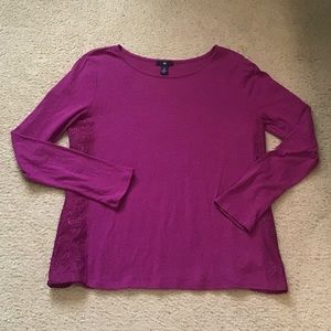 Gap Factory Women’s Shirt Lace Trim Party Fall Lightweight Top Winter Sz Large